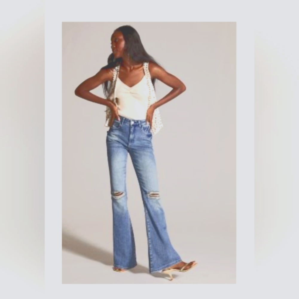 ANTHROPOLOGIE PILCRO THE ICON HIGH WAIST FLARE JEANS • SIZE 34